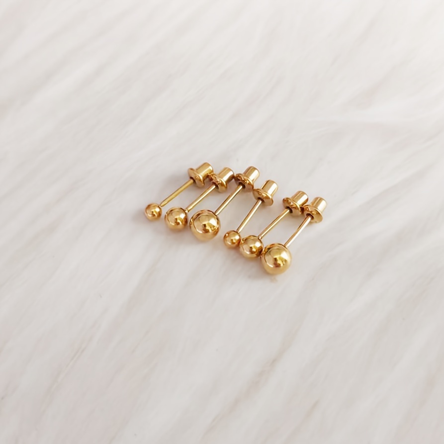 18K Golden Plated Titanium Screw-On Ear Studs — Minimalist Design