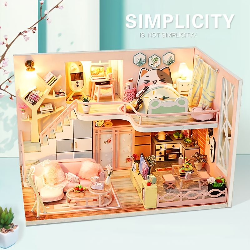 TEMU Kit de montage à DIY Style Appartement Confortable Style-26 Modèle de scène tridimensionnelle - Dimensions 8,07 po x 5,12 po x 5,24 po - Modèle