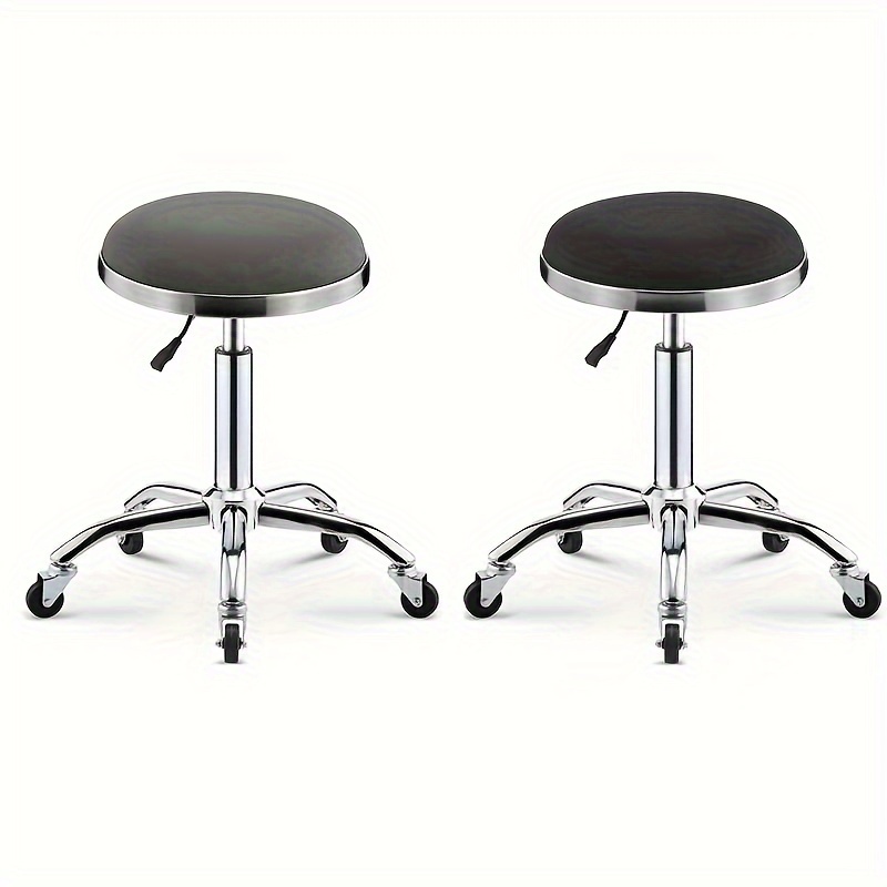 KKTONER Small PU Leather Modern Rollng Stool Wth Low Back Heght