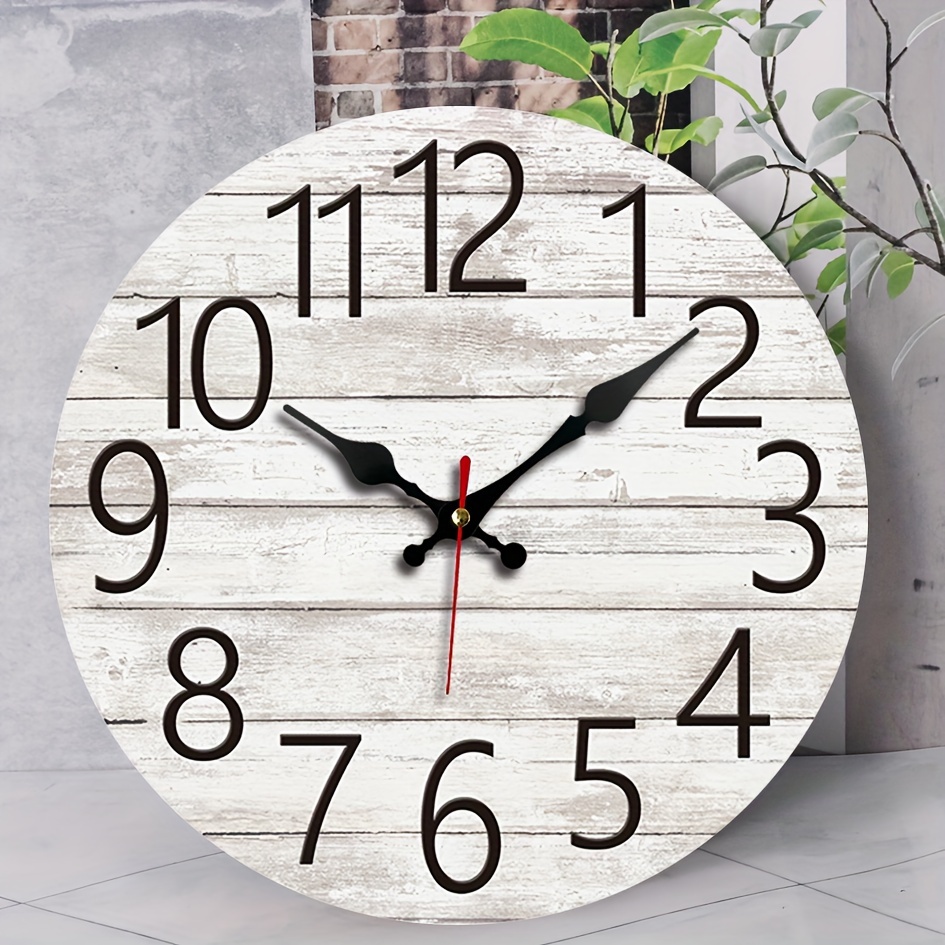 

1pc, Rustic Wooden Round Wall Clock, Vintage Distressed Creative Design, Silent Non-ticking For Home, Bedroom, Living Room, Office, School Decor