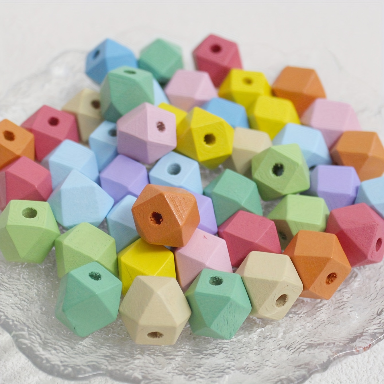 

30pcs/bag Of Colorful Octagonal Wooden Beads With Multiple , Perfect For Diy Jewelry Making And Crafts