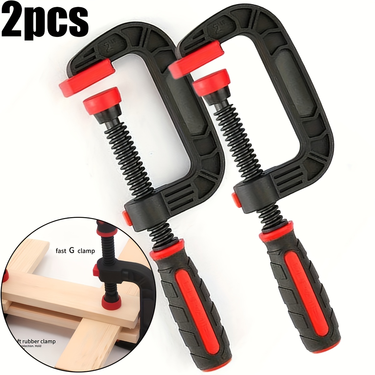 TEMU 2pcs 2pcs 7-inch Spring Clamps For Woodworking, Powerful Clamping Force, Reinforced Plastic Nylon Clamps With Heavy Duty Spring For Crafts