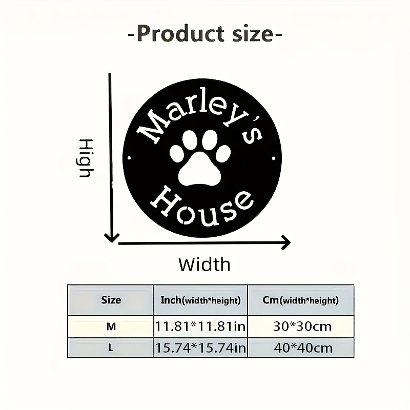 TEMU Personalized Iron Dog House Sign - Custom Pet House Plaque, Paw Design, Hanging Decoration