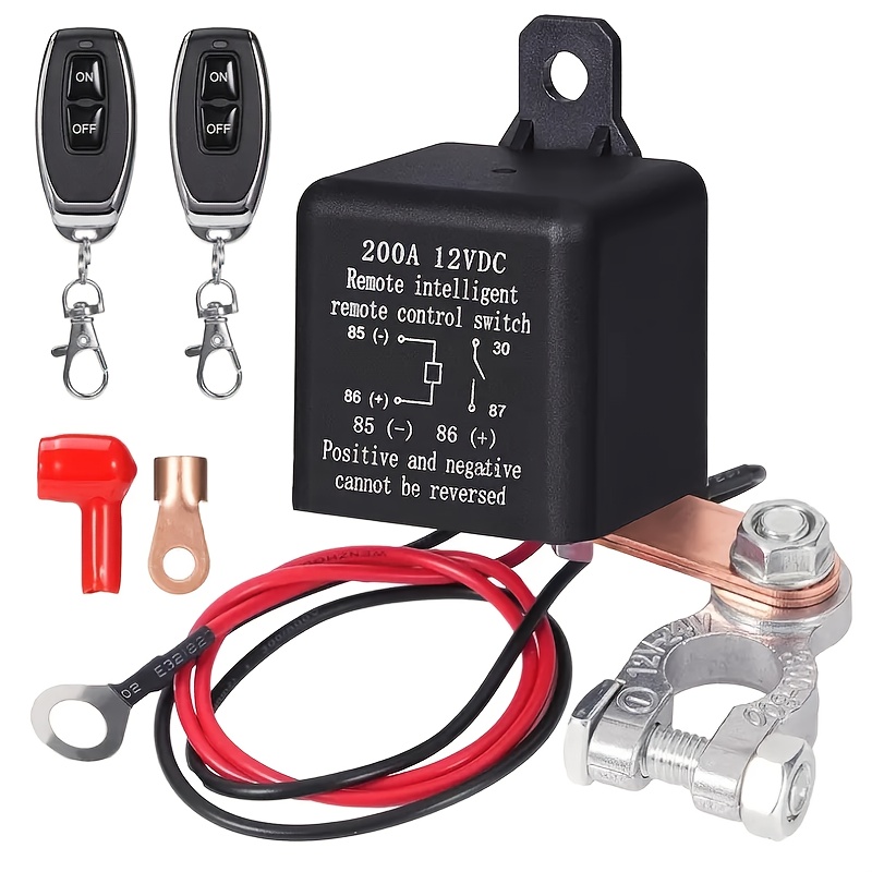 Image of Car Battery Disconnect Switch, 12v Remote Disconnect Switch, Battery Disconnect Switch 200a 12v Relay, Suitable For Cars, Rvs, Atvs, Trailers, Boats