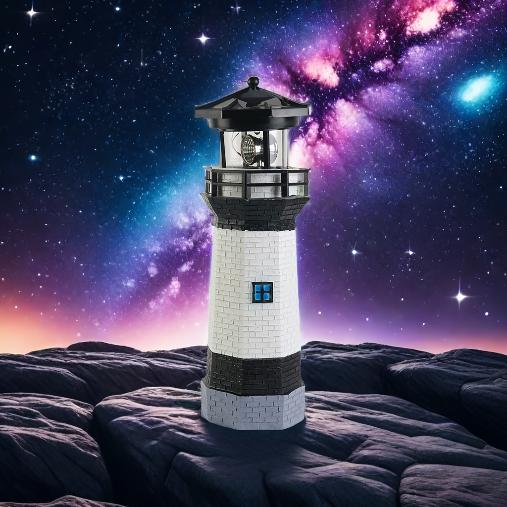 

Solar-powered Lighthouse Decorative Light For Outdoor Use - Resin Material, No Remote, Nickel Battery