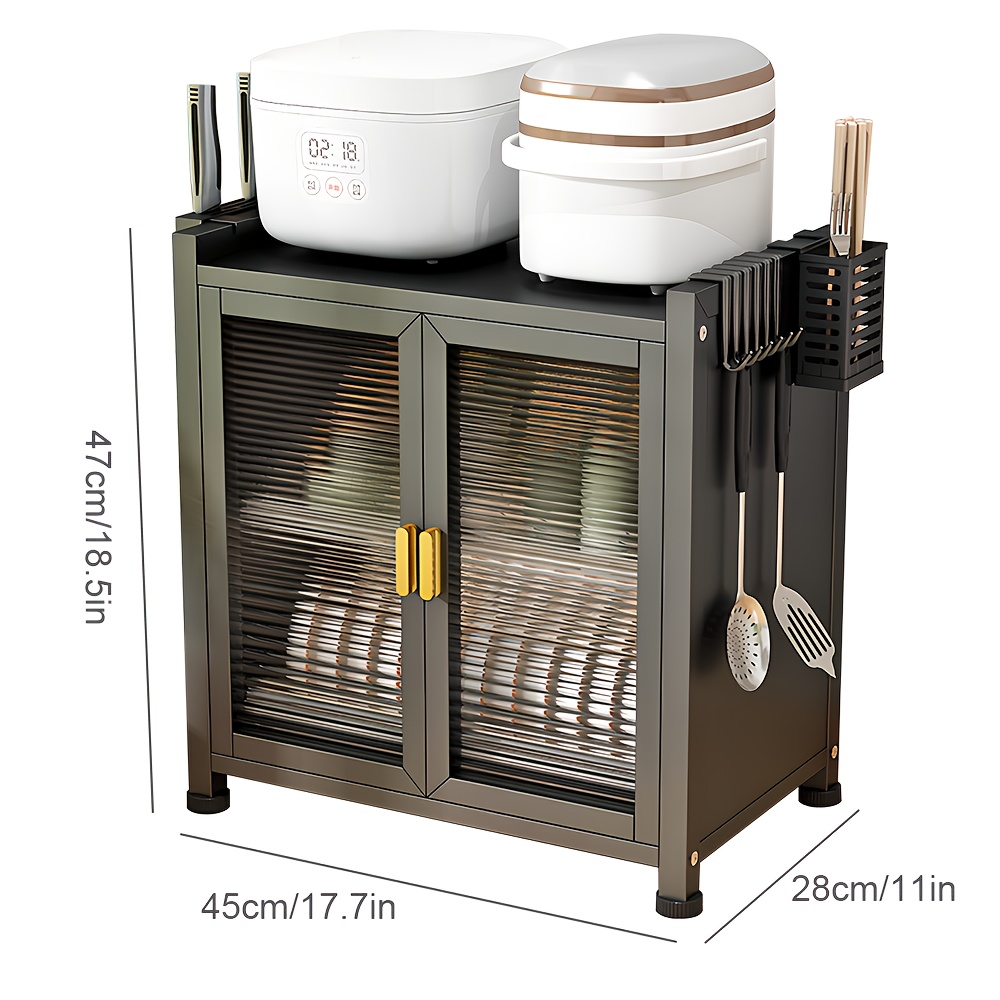 TEMU 2-tier/3-tier Heavy-duty Metal Dish Storage Cabinet With Adjustable Shelves And Door - Black Kitchen Pantry Organizer, Cabinet For Home Office,