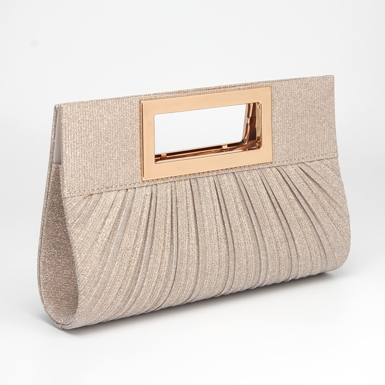 

A New Stylish Ladies' Evening Bag With A Pleated Design, Featuring A Square Handle, A Fashionable Clutch Bag That Can Be Worn With A Shoulder Chain, Parties And Weddings.