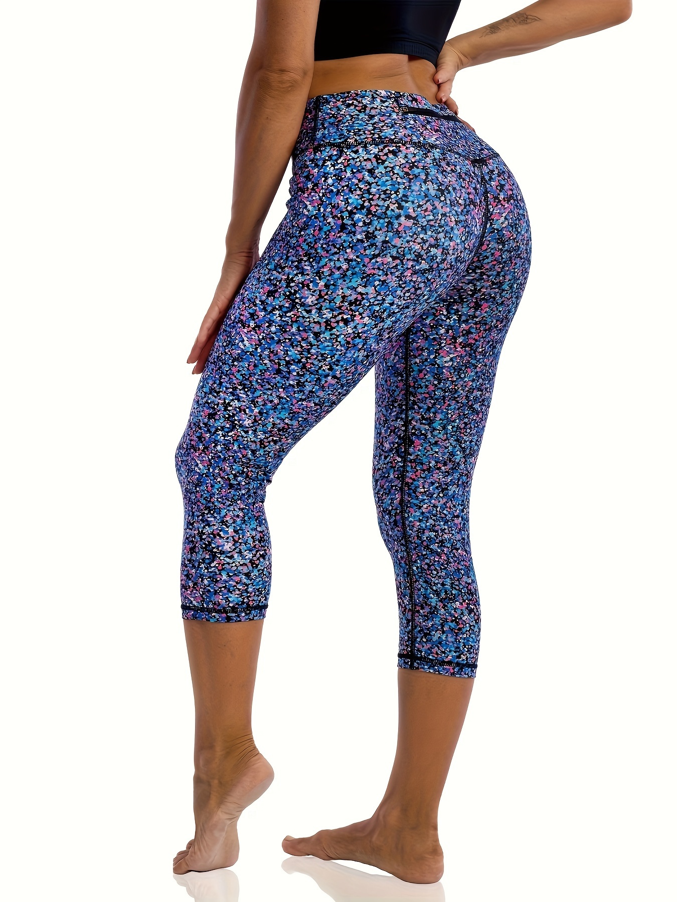 Yoga Capri Leggings Pockets Women Printed Athletic Leggings - Temu