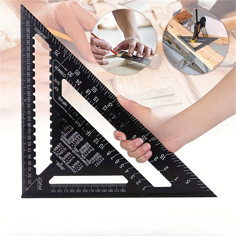 

12inch Metric Aluminum Alloy Triangle Angle Ruler Protractor Woodworking Measurement Tool 30cm Quick Read Square Layout Gauge