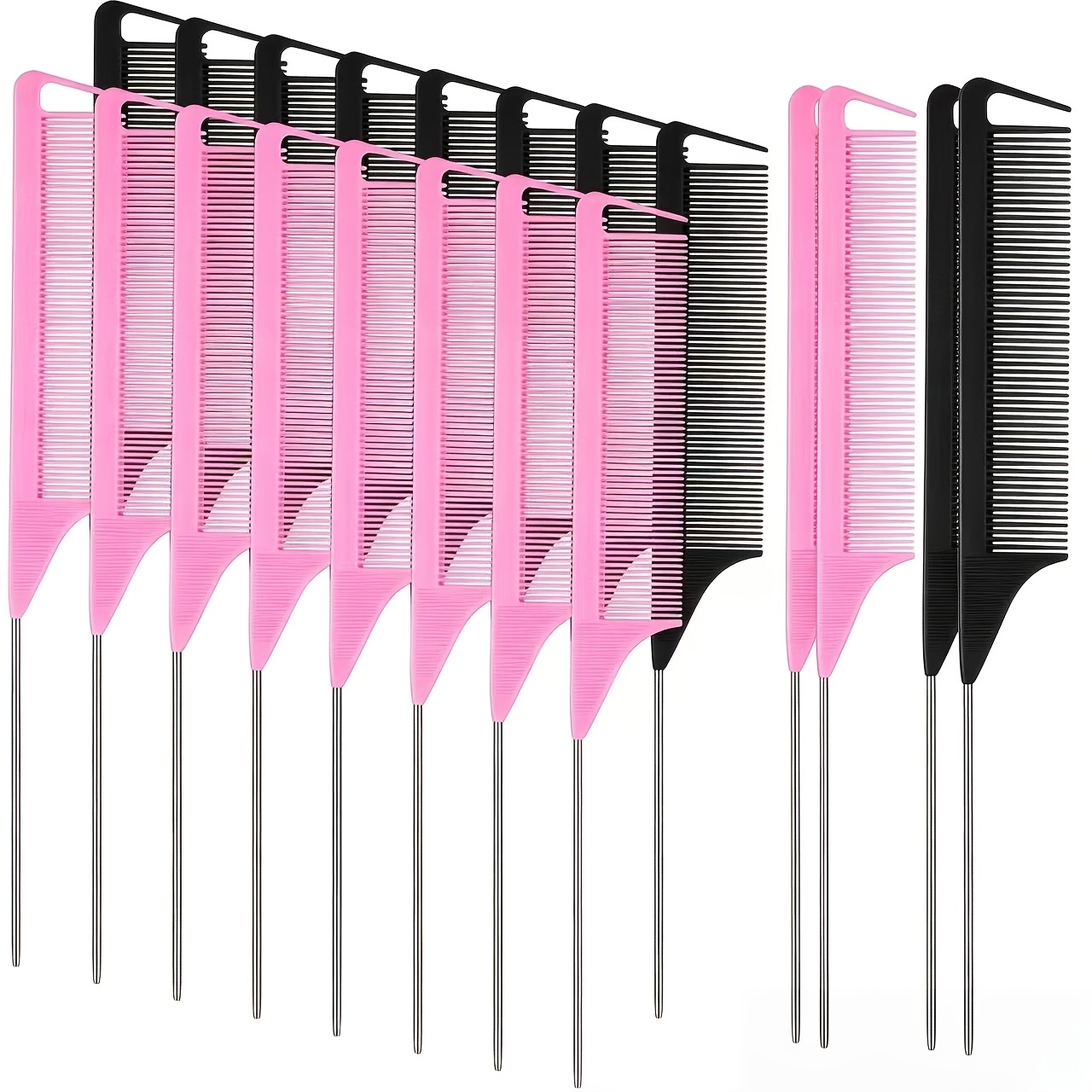 TEMU 20 pettini a di in fibra di carbonio resistenti al calore con infilato in metallo per acconciature, pettini a per separare i capelli per donne e