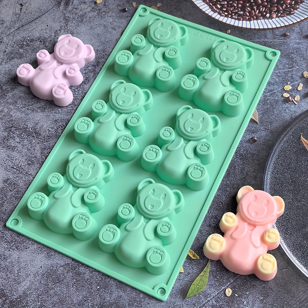 

Silicone Bear Molds, 1pc 6-cavity Cartoon Bear Shape For Cake Decoration, Dessert, Pudding, Biscuit Baking Mold