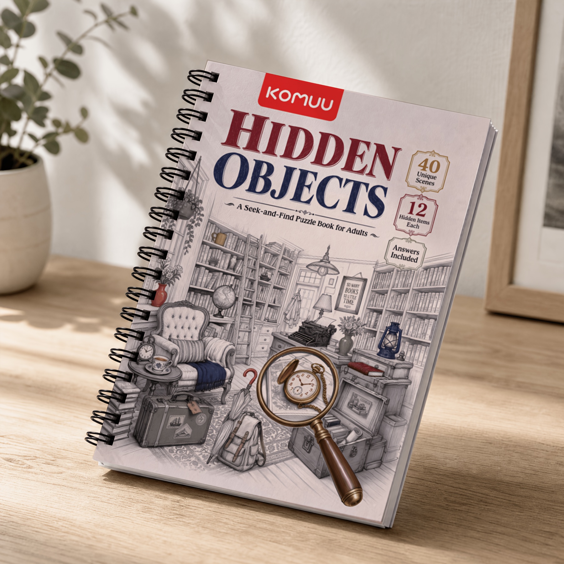 TEMU Libro de rompecabezas de buscar y encontrar de 50 páginas para adultos, libro de actividades de objetos ocultos, juego de buscar y encontrar de