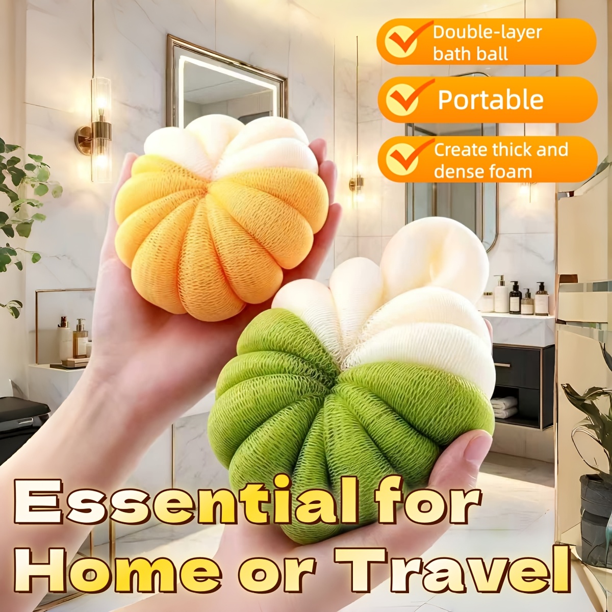 Compact Bath Ball with Double-Layer Soft Material