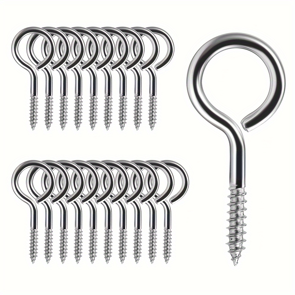 

20/50-pack Heavy-duty 2" Stainless Steel Eye Screws - Rustproof, Self-tapping Hooks For Wood, Indoor & Outdoor Use, Easy Install