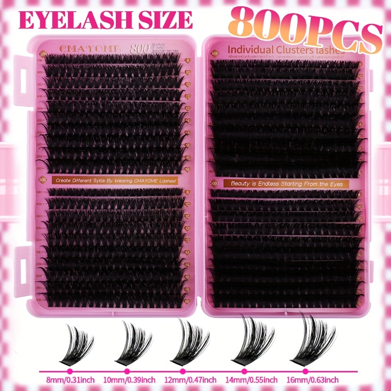 800 621 180 2pcs clustered self false eyelashes diy kit wild makeup style mixed length 8 18mm d with false eyelash tweezers brush remover and grafting tool suitable for beginners perfect mothers day valentines day gift details 4