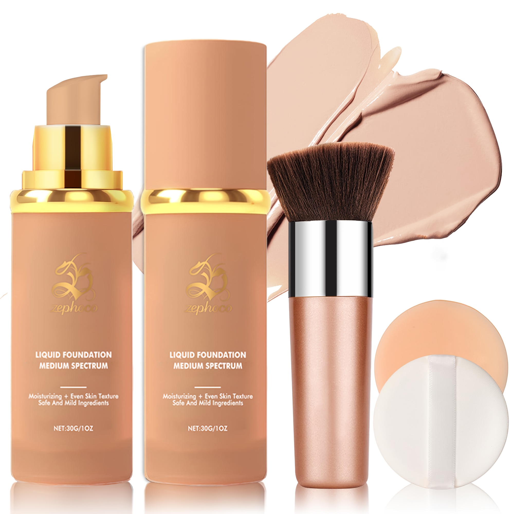 item picture 4 in 1 light   foundation temperature activated luxury color changing makeup with brush sponge set lightweight long wearing waterproof concealer for sports dance suitable for   types ideal halloween christmas creative gift