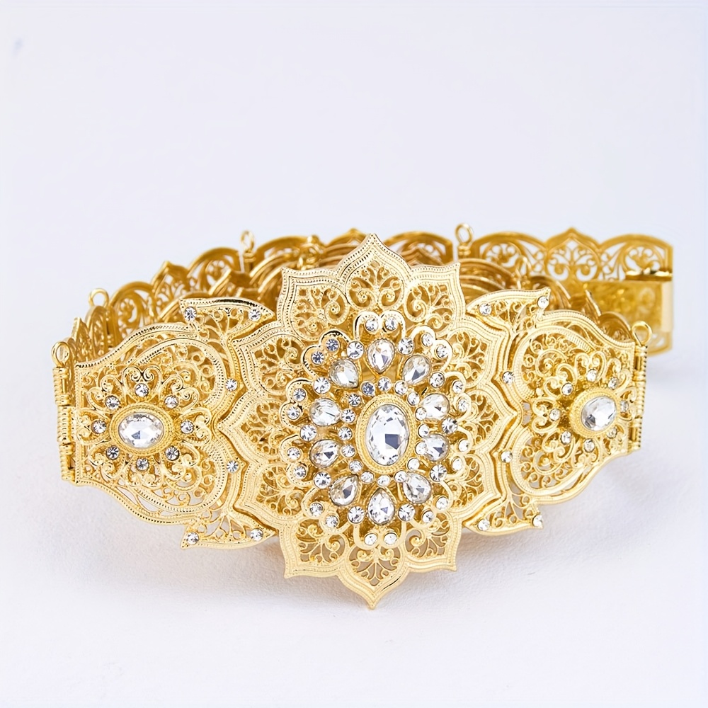 TEMU 1pc Ceinture de Robe pour Femmes Européennes et Américaines, Ceinture Traditionnelle Arabe du Moyen-, Chaîne Métallique, Motif , Incrustation de