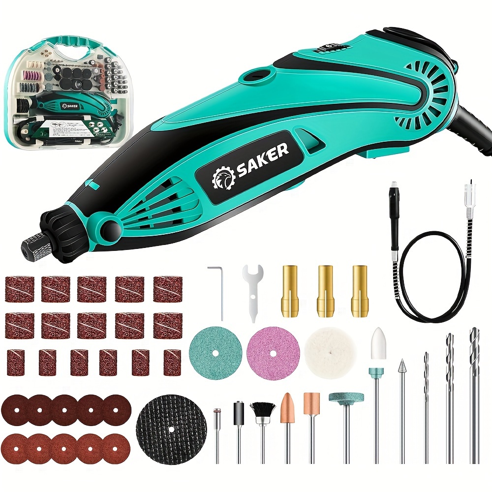 

Saker 180w Rotary Tool Kit, 6 With Flex Shaft, 8000-32000rpm Multi-tool With 240pcs Accessories, Electric Drill Set With Carrying Case For Grinding Carving Polishing