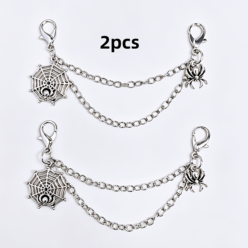 TEMU 2pcs Spider & Spiderweb Shoe Chains With Spider Web Pendants & Suitable For, Sneakers, Clogs - Gothic Footwear Accessories For Halloween Costume