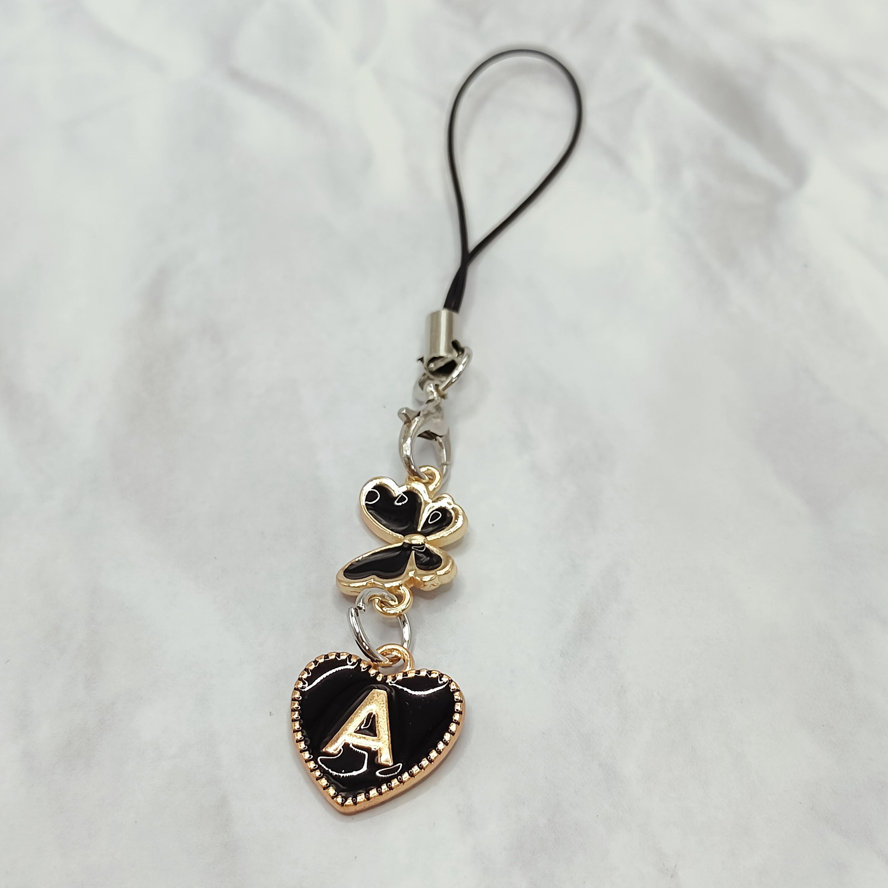 TEMU 1pc Black European Letter A-z & Exquisite Phone Charm - Durable Aluminum Alloy, Elegant Design For Phone Straps, Bags, And Accessories, Phone