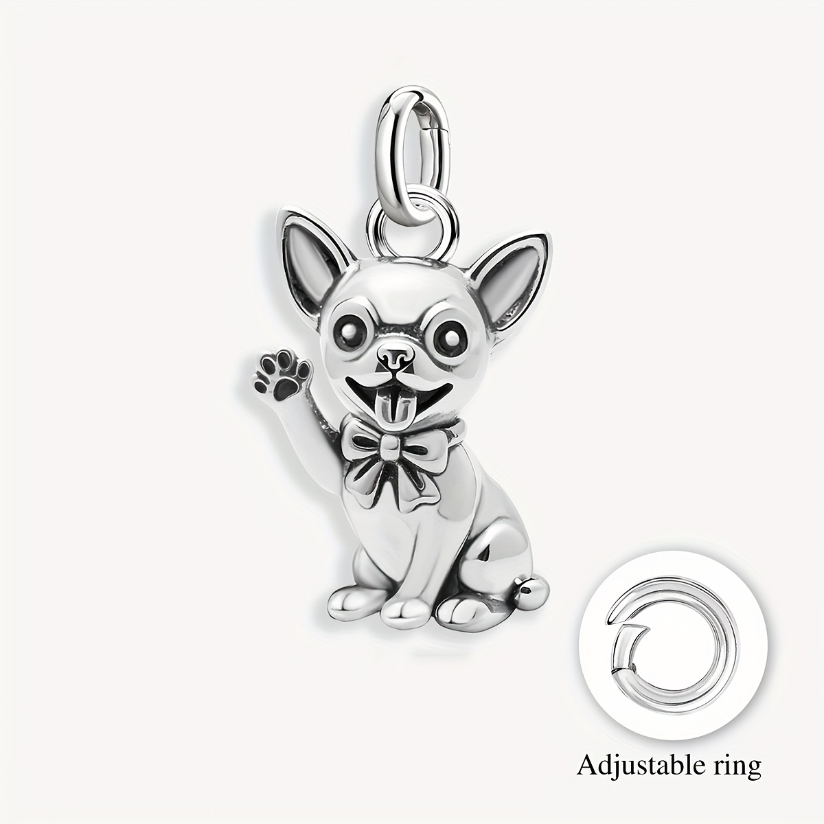 E-shop Ein Chihuahua-Anhänger, hergestellt aus 925er Silberplattierung-Vintage-Material, geeignet für originelle Armbänder oder Armreifen, Halsketten,