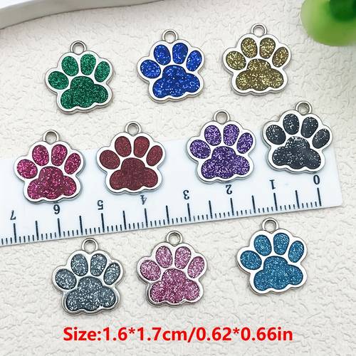 10pcs 16 x 17mm cute cat paw dog paw design charms alloy animal paw print pendants for bracelet necklace jewelry making additions
