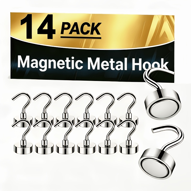TEMU Set Of 14 Premium, Durable Metal Hook Sets For Household Refrigerators. Made Of Thickened Metal And Secure Holding. Designed To Hang On