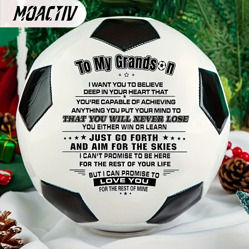 

1pc Pu Leather Soccer Ball - To My Grandson, With Pump