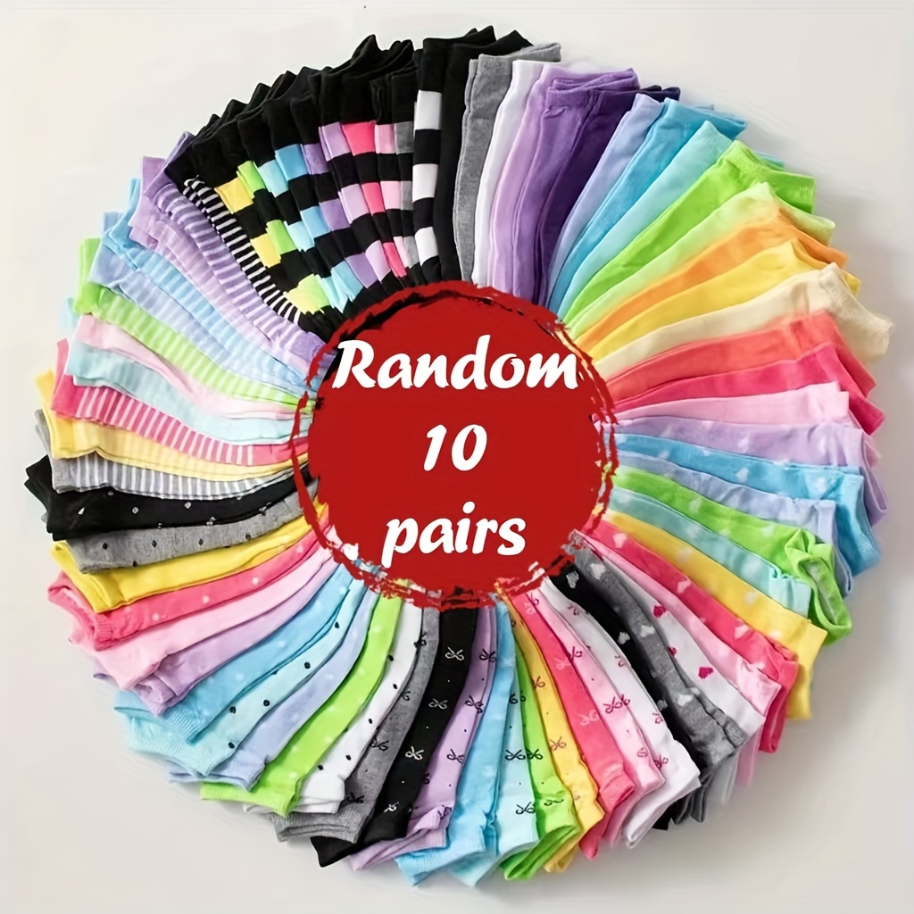 

Lot Aléatoire de 10 à 20 Paires de Chaussettes pour Femmes en Couleurs Bonbon et Chaussettes Bateau pour l'Été