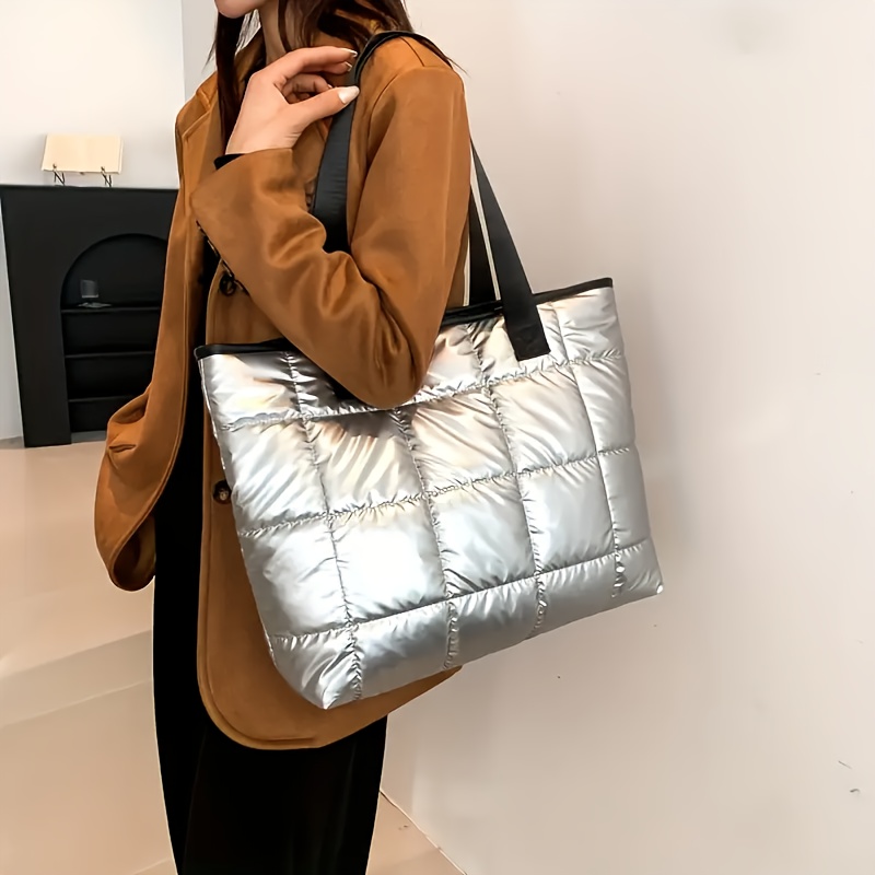 bolso estilo tote acolchado gran capacidad elegante bolso Temu
