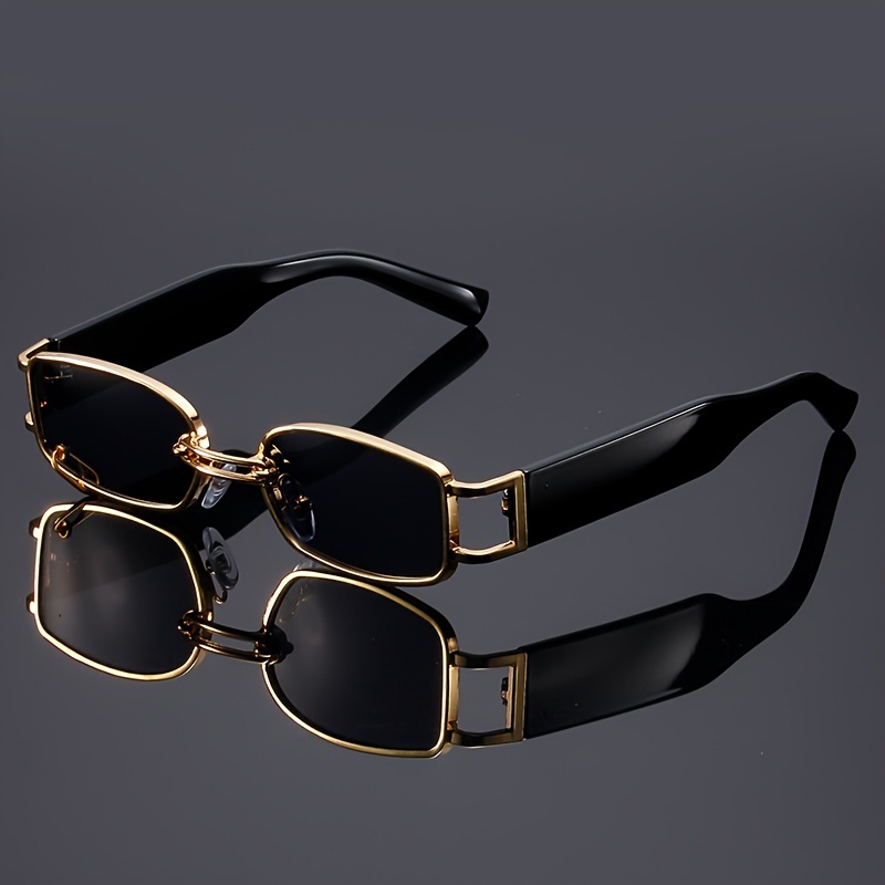 

Steampunk Rectangular Fashion Glasses For Women With Unique Perforated Lenses And Frames, Luxurious Decorative Eyewear.