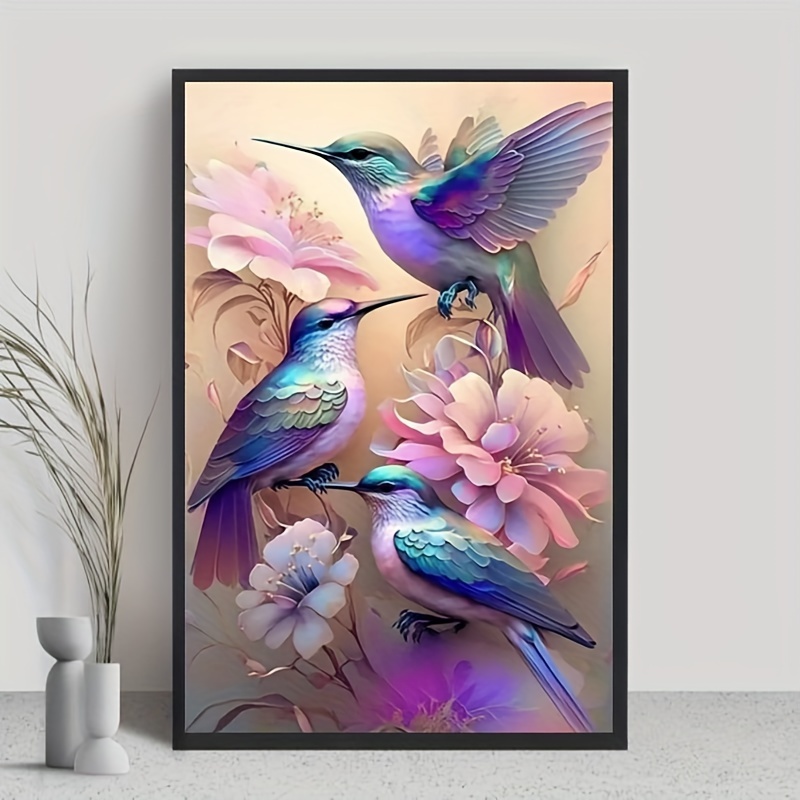 

Hummingbird Floral Diamond Painting Kit - Diy 5d Round Diamond Embroidery Craft, Animal Theme Mosaic Artwork, Relaxing Handicraft Gift, Home Decor Wall Art