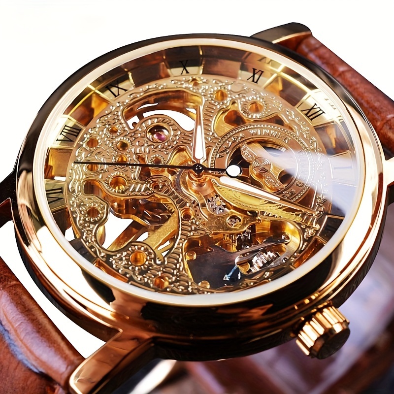 

Full Hollow Men's Manual Mechanical Watch Explosion Brown