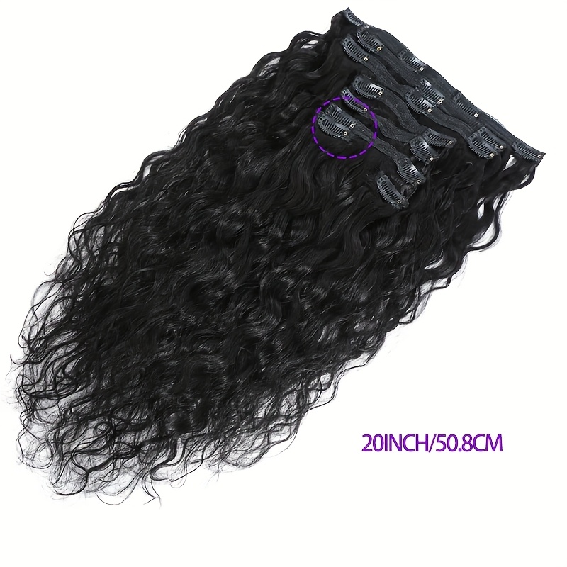 water wave clip in hair extensions human hair natural black  display picture 3