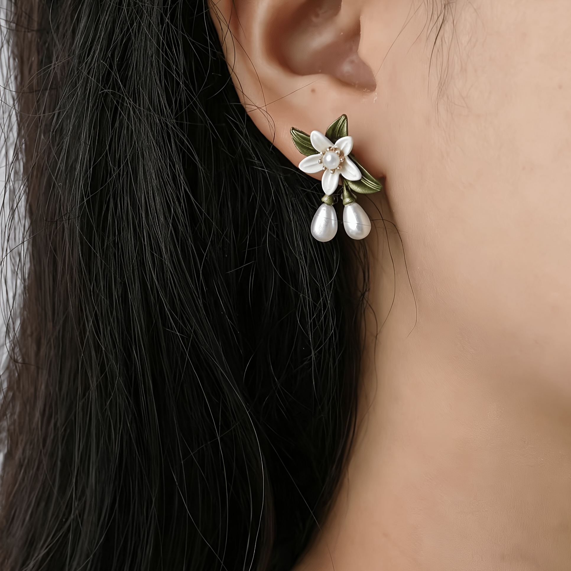 TEMU Un par de aretes de perno coreanos de Dongdaemun con delicados de los blancos, de lujo , versátiles y de moda para uso diario