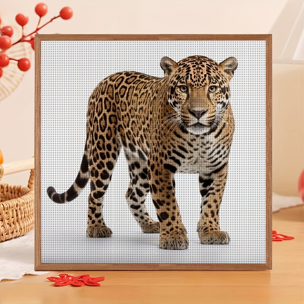 Complete JAGUAR Cross-Stitch Kit, Color-Coded Threads