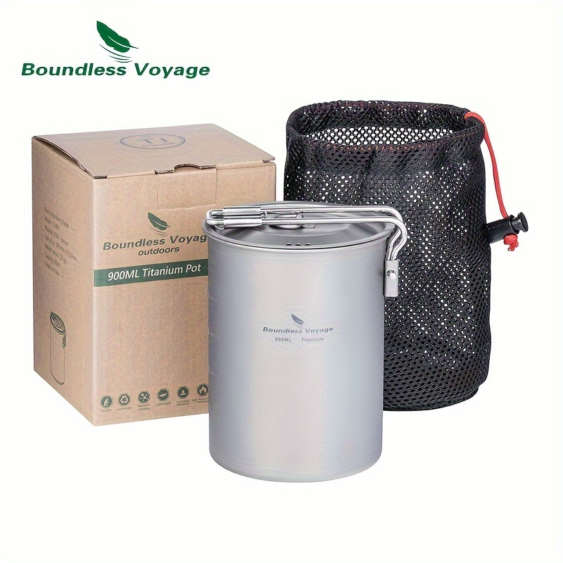 Image of 1pc Voyage Pure Titanium Outdoor Cooking Pot Picnic Cookware Camping Cookware Mini Rice Cooking Artifact Lightweight Portable Folding Handle Easy To Store