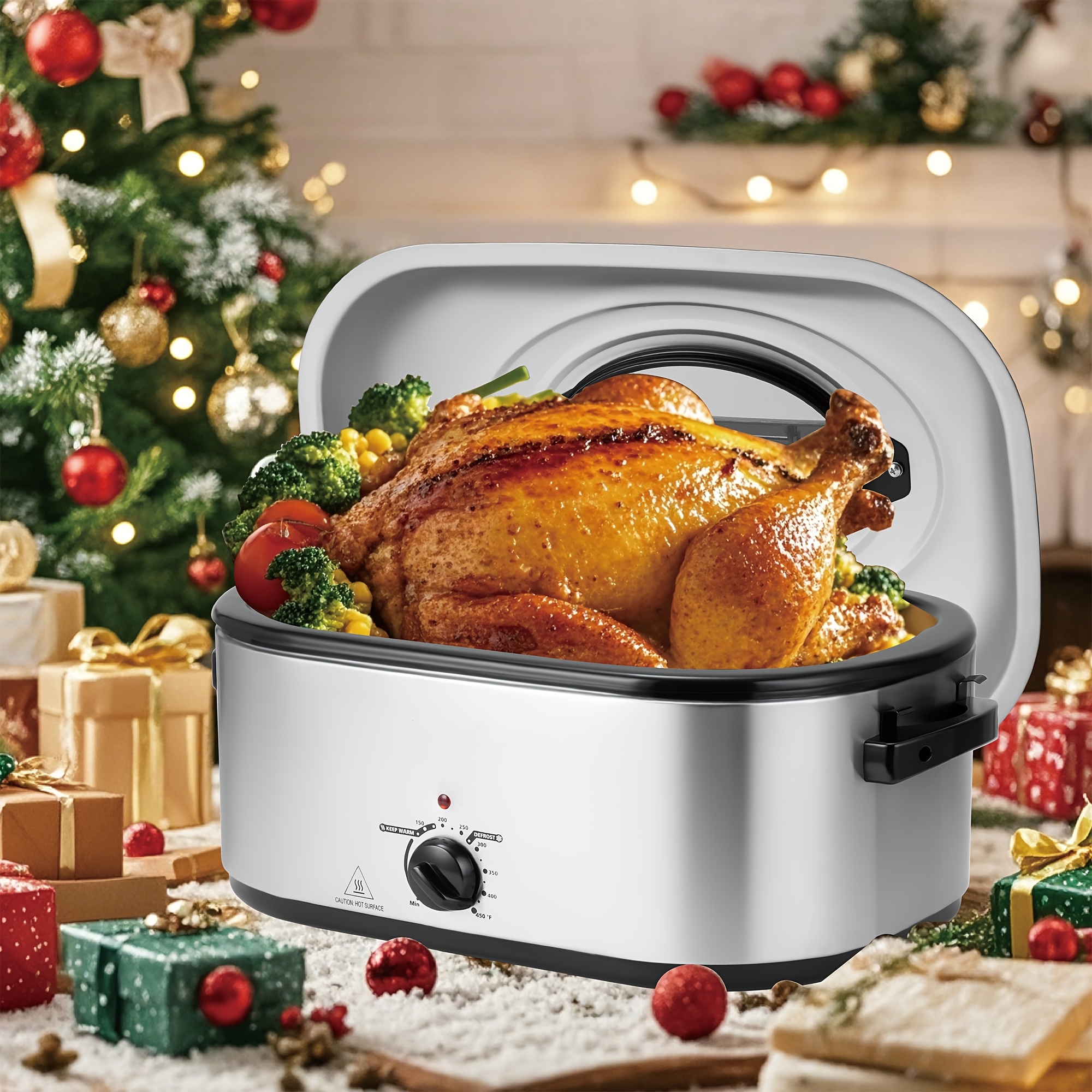 

28 Quart, Pan & -basting Lid, Steel Turkey , Removable Pan , Turkeys Up To 28lb