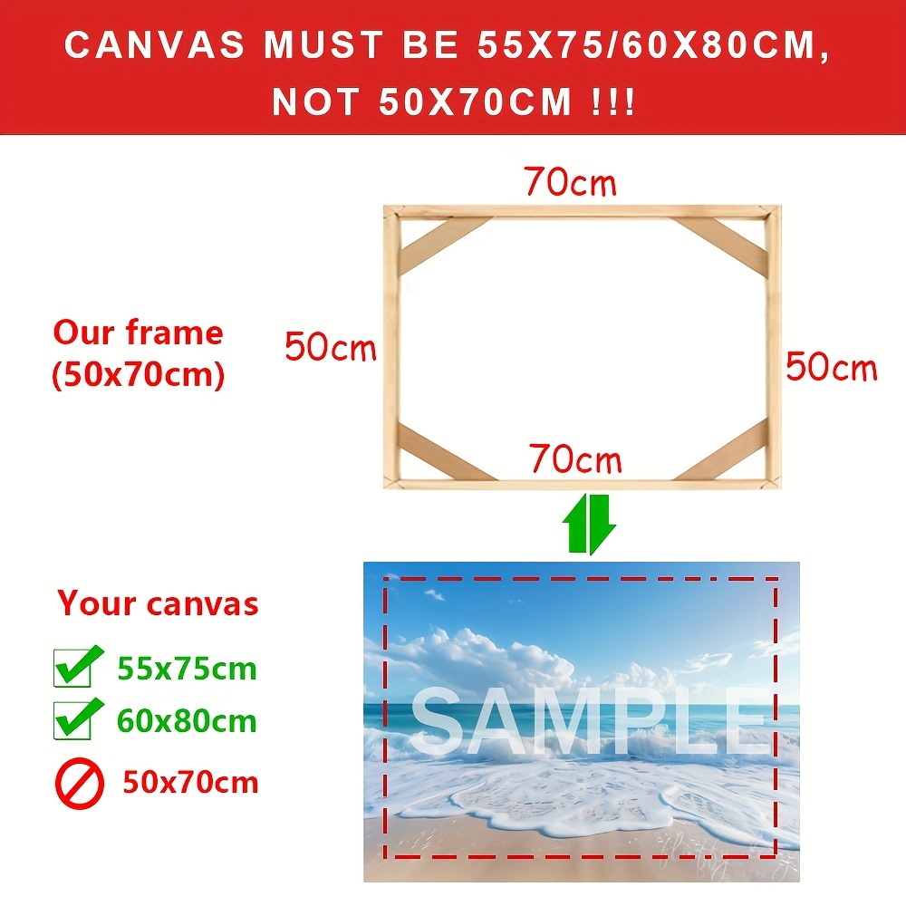 Image of 1 Set Canvas Frame Kit (4 Bars) Wooden Stretcher Bars With Additions, Frame Kit No Canvas Included, Easy Assembly, Canvas Be 5cm Larger Than Frame, For Canvas Painting, 30x40 40x60cm