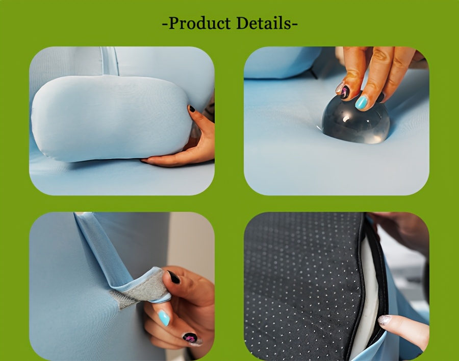 ergonomic memory foam office chair cushion lumbar support for car seats relaxing waist pillow with soft non woven fabric cover prevents collapse postpartum discomfort   in   blue black Product details 1
