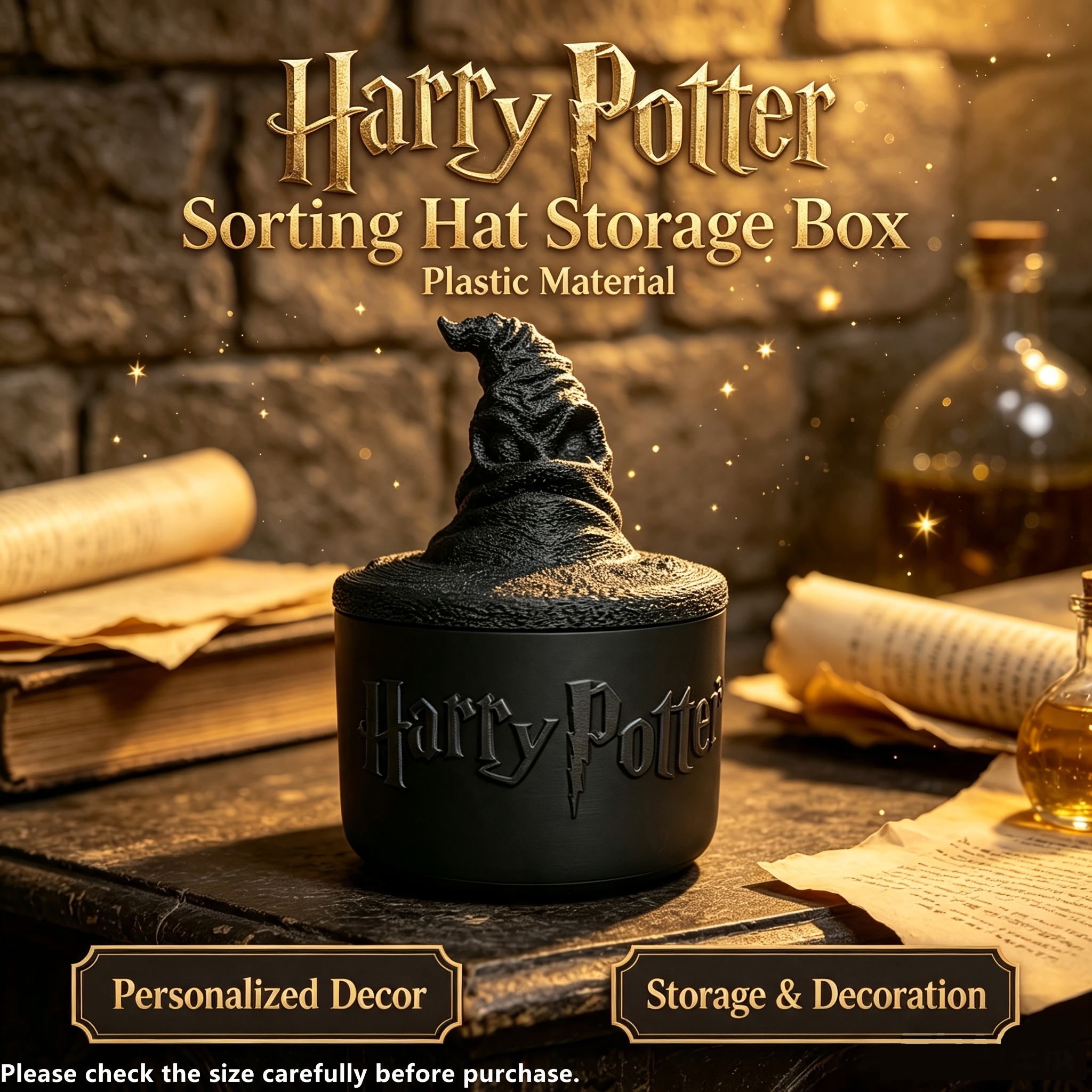 TEMU 1pc de Almacenamiento para Sombrero de Harry Potter (Material Plástico) Licencia Oficial Warner Bros., Diseño Individual de Sombrero de Harry