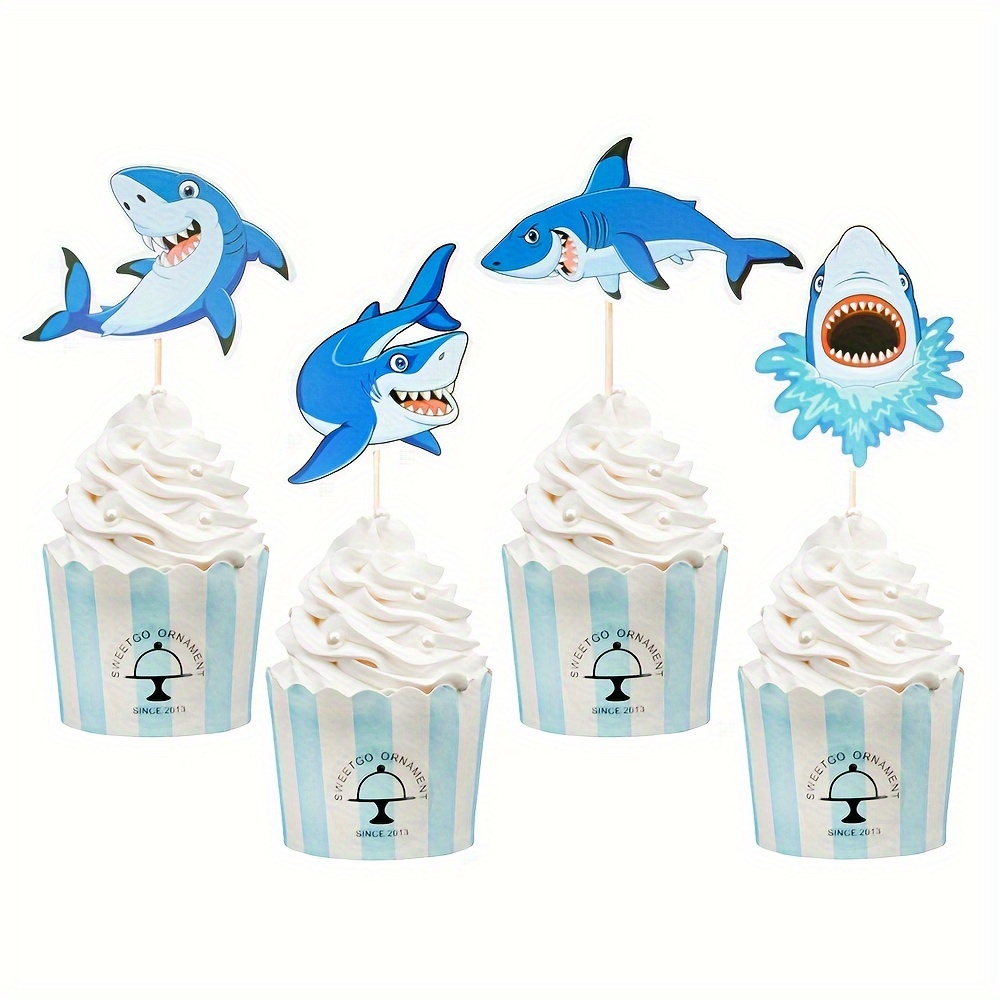 Shark Cupcake Toppers Shark Cake Picks Shark Cupcake - Temu Canada