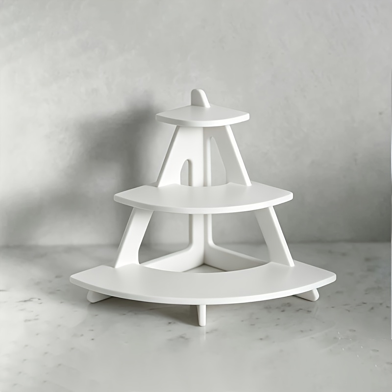 TEMU Rounded Corner Three-tier Ladder Display Shelf, Step Storage Rack, Suitable For Displaying Small Decorations, Collectibles, And Statues, As A