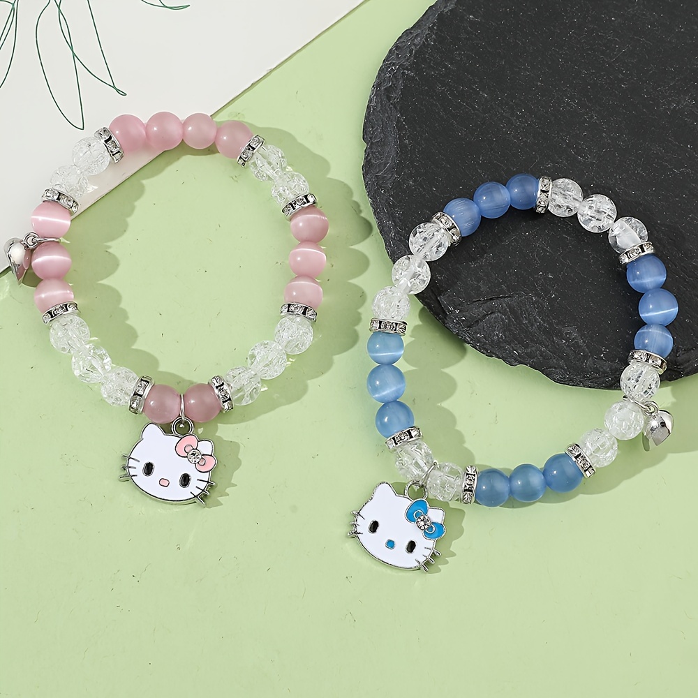 

2pcs Anime Hello Kitty Beaded Bracelet Unisex