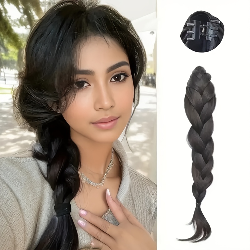 14 inch high temperature fiber braided ponytail extensions straight hair versatile styling for all hairstyles durable heat resistant sleek natural look for women hair accessories details 0