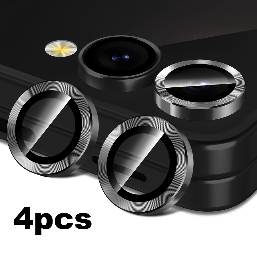 TEMU Confezione da 4 protezioni per fotocamera per Samsung Galaxy Z Flip 7 | Anello in di alluminio, vetro temperato, forte adsorbimento, antigraffio