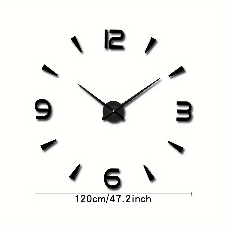 TEMU 1 Pc Modern Diy Large Wall Clock, 3d Sticker Acrylic Wall Clock, Frameless Wall Clock, Silent Clock, Living Room, Bedroom, And Home Decoration