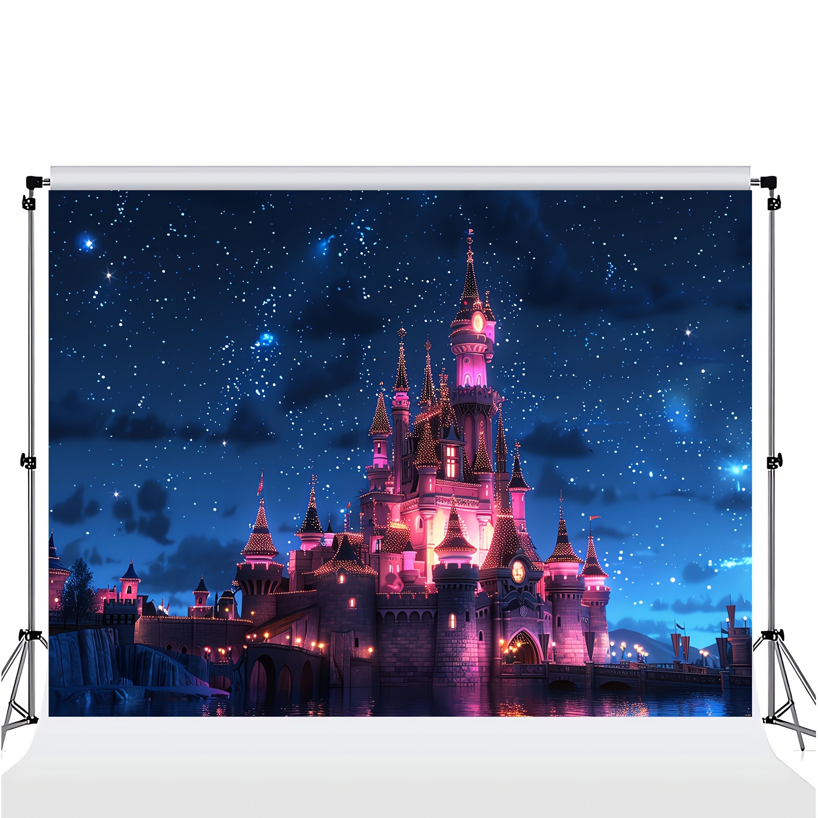 1 τεμ 51×59 ιντσών/70.8×90.5 ιντσών Φωτογραφικό σκηνικό, σκηνικό κάστρου Όμορφη νυχτερινή θέα στο κάστρο Φωτογραφία φόντου Φωτογραφικό πάρτι γενεθλίων Βίντεο λήψης στηρίγματα