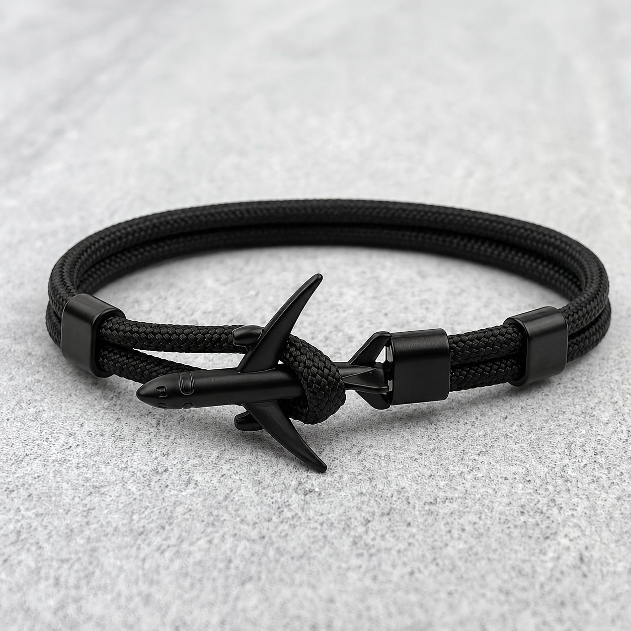 TEMU 1pc Aircraft Anchor Outdoor Umbrella Rope Bracelet, Adjustable Outdoor Survival Braided Rope Wristband, Unisex Pilot Pendant Friendship Couple