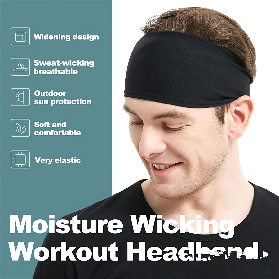 1pc Solid Color New Running Fitness Headband for Men and Women, Sports Yoga Sweat Absorbing Elastic Head Wrap, Solid Color Headscarf